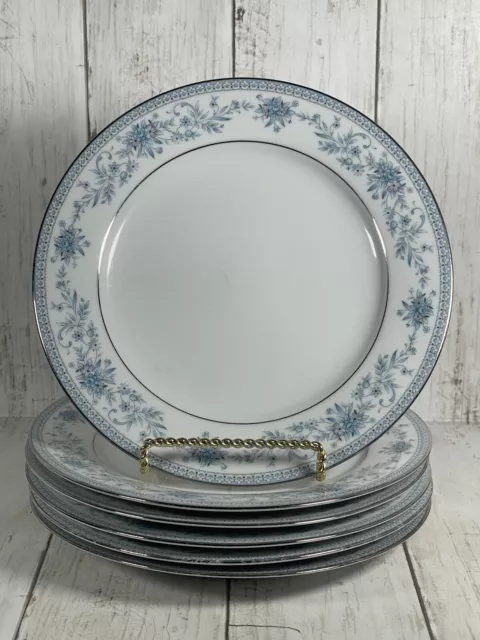 Noritake Contemporary Fine China Blue Hill Salad Plates 2482   Set of 6- 8 1/4"