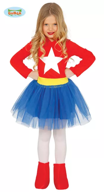 COSTUME CARNEVALE SUPER Girl Vestito Bambina Guirca Supereroina Capitan  America EUR 16,00 - PicClick IT