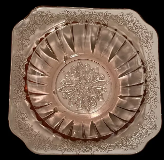 Vintage 1930s Adam Pink Jeannette Depression Glass Berry Dessert Bowl (6”)