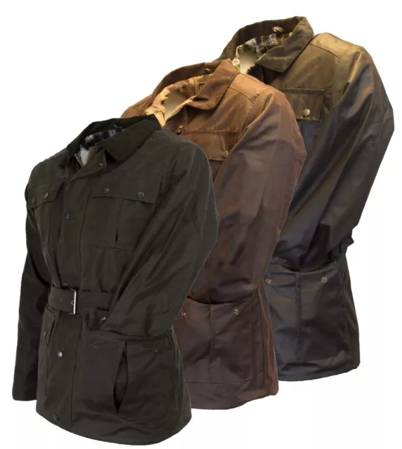 Mens Walker and Hawkes Waxed Belted Motorcycle Wax Cotton Waterproof Jacket
