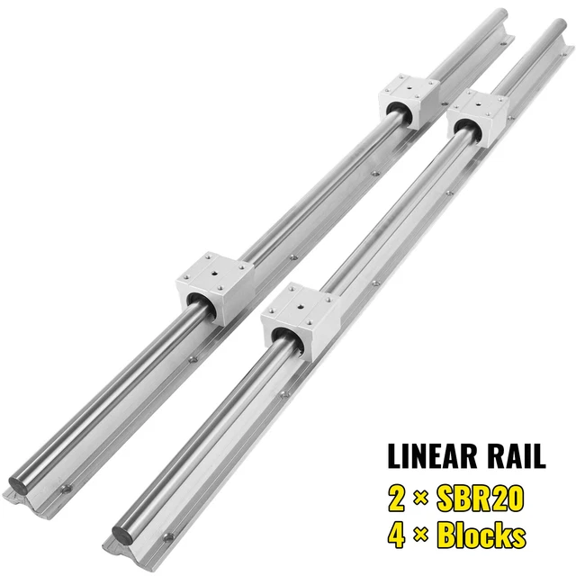 VEVOR SBR20 LINEAR Rail 1000-1300 mm Slide Guide Shaft 4 Bearing Blocks ...