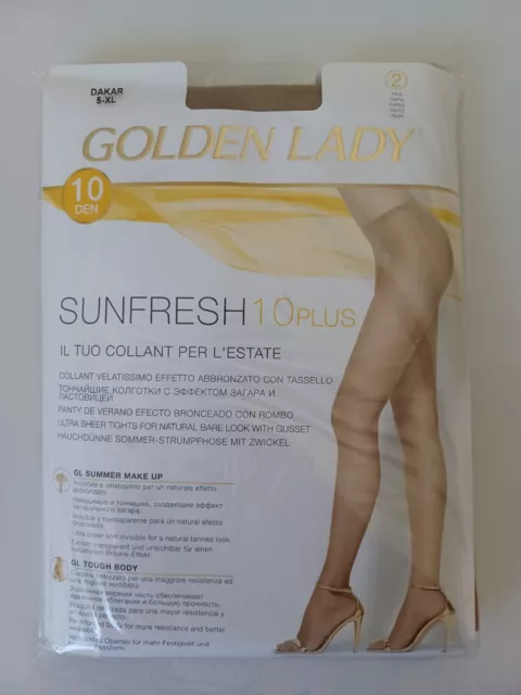 Lot De 2 Collants Voile Golden Lady Sunfresh 10 Den Taille 5-Xl Dakar