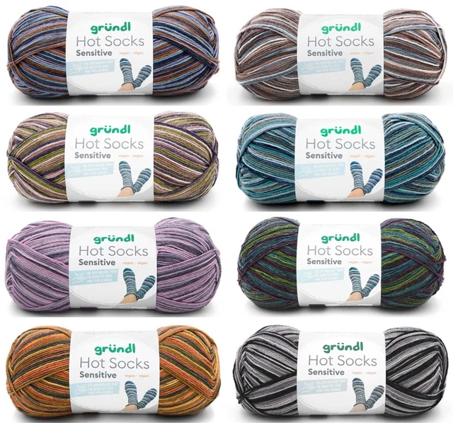100g Gründl Hot Socks Sensitive - 4-fach Sockenwolle Garn Stricken (59,90€/kg)