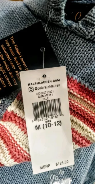 125 $ polo Ralph Lauren filles mignon drapeau taille M 8-10 neuf avec étiquettes 100 % coton