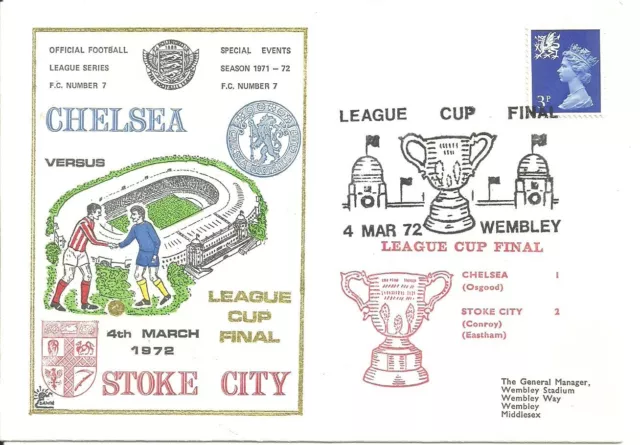 1972 Chelsea v Stoke City - League Cup Final - First Day Cover