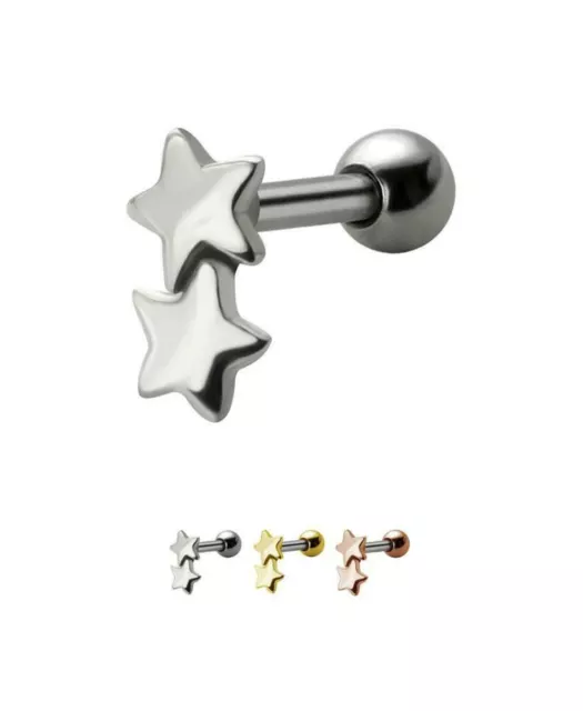 316L Surgical Steel Ear Cartilage Helix Tragus Ring Stud Jewelry Star 16G