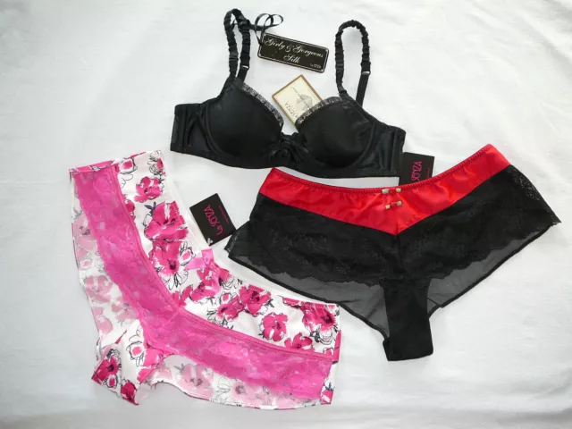 LA SENZA BLACK Silk Bra Size 32A & Knickers Size 8 Bnwts rrp £50 $25.16 -  PicClick