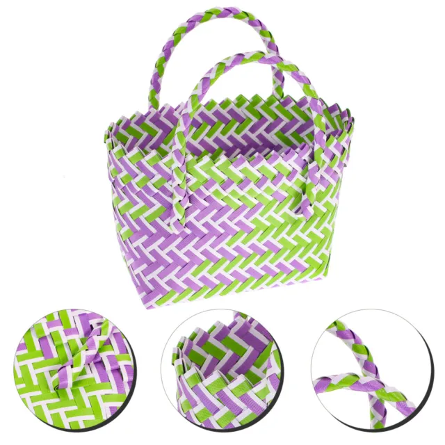 Shopping Bag Woven Picnic Basket Vegetable Container Flower Lady Bags