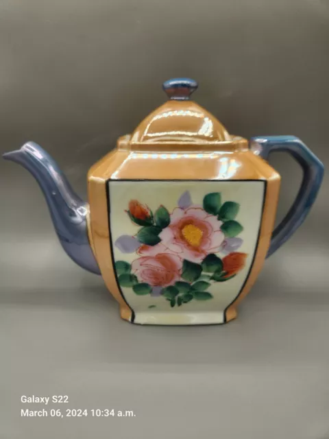 Lusterware, vintage, 1960s Made in Japan Hand painted teapot, porcelain