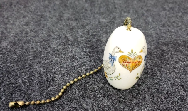 Vintage Ceramic Drop Dangle Ceiling Fan Light Switch Pull Chain Duck Goose 2in