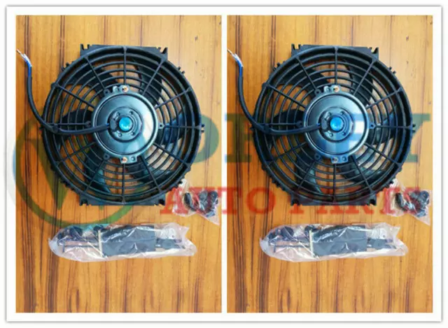 Universal Two 12 inch 12V Electric Cooling Radiator Thermo Fan + Mounting kits S