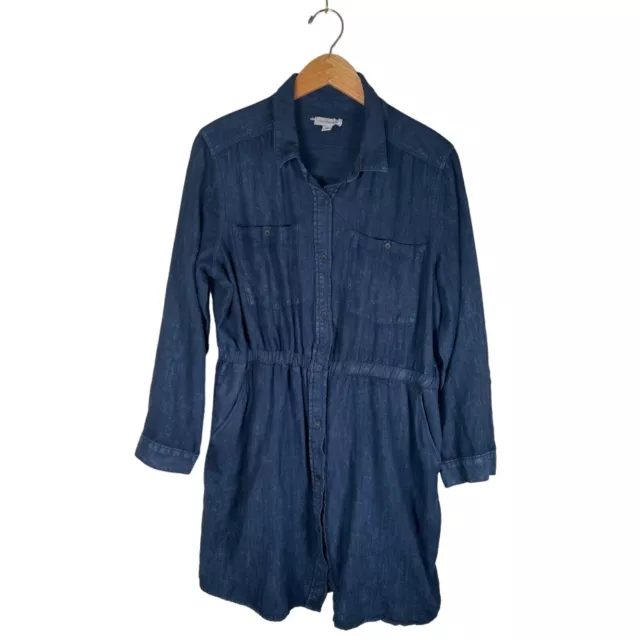 Calvin Klein Jeans Women Size XL Rayon Cotton Dark Denim Lightweight Shirt Dress