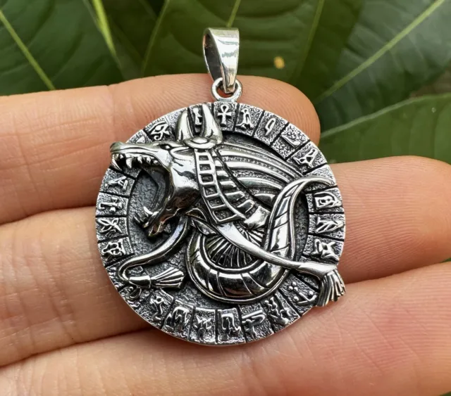 ANUBIS Pendant 925 Sterling Silver Egyptian God Jackal-headed Scarab Snake Ankh