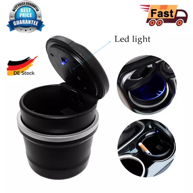 2x Auto-Aschenbecher Mit LED Kfz-Windaschenbecher Mit Deckel Für Getränkehalter!