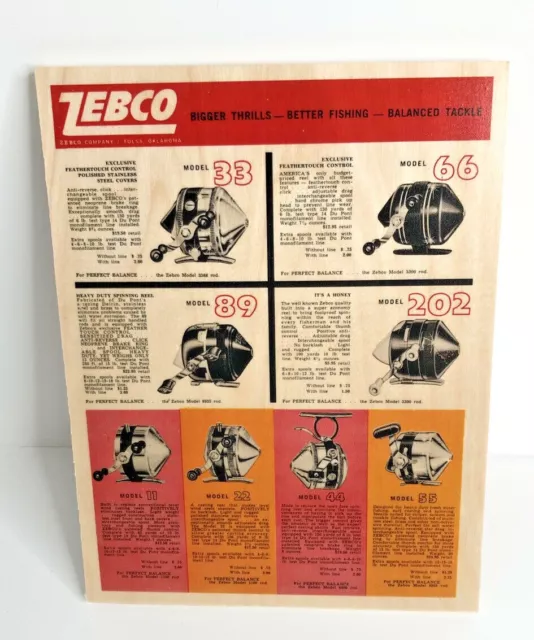 ZEBCO FISHING REEL Chart On Wood Zebco 33, Zebco 66 Zebco 89, Zebco, ,55,22  $21.20 - PicClick