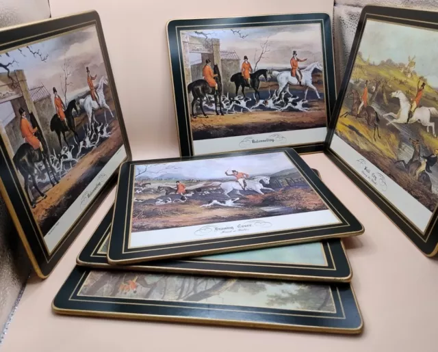 Vintage Lady Clare Quality Place Mats Set Of 6 Hunting Boxed VGC Used Stunning