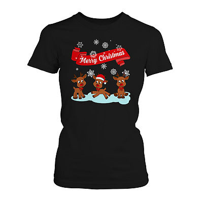 Xmas Rentiere Damen T-Shirt Weihnachtsgeschenk Nikolaus Geschenk Weihnachten Neu