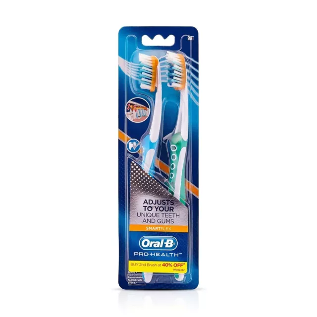 Oral B Pro-Health Smart-Flex Toothbrush - 2 Unit, Soft (Colors May Vary) Teeth g