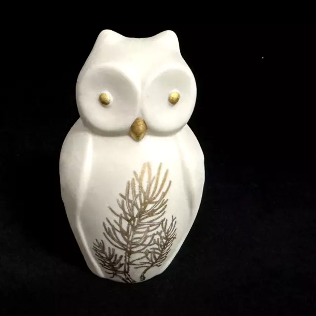 Lenox Porcelain Wisdom Owl Figurine Everyday Wishes Pattern Gold Design Accents