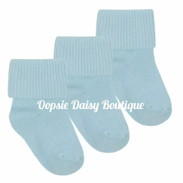 Baby Blue Boys Ankle Socks 3 x Pack Cotton Rich 💙