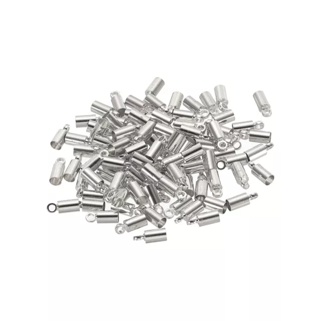 100Pcs Cord End Caps 2.8mm Brass for Jewelry Making 3.5mm Length White