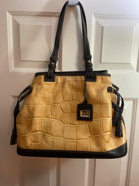 Dooney & Bourke Nile Beige Brown Croc Leather Tote Bag with Duster