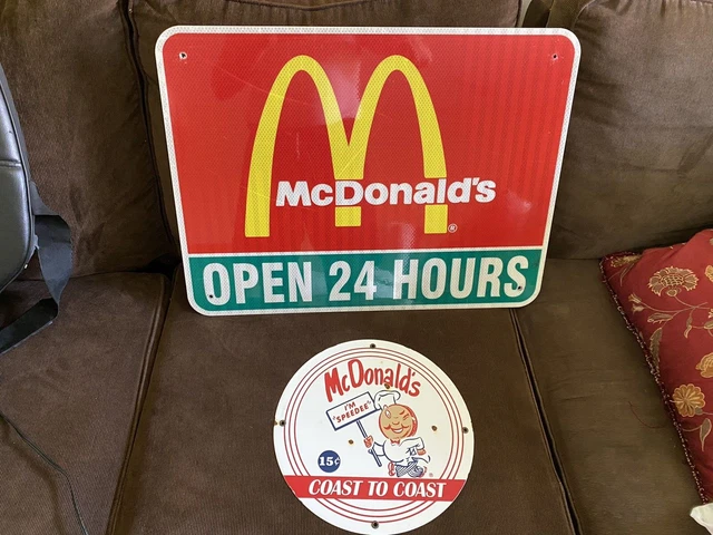 2 Vintage McDonalds Restaurant Signs Speedee Porcelain 2 Vintage McDonalds Restaurant Signs Speedee Porcelain