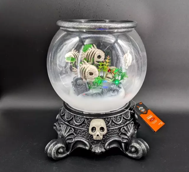Hyde and Eek! Boutique Halloween Animated Skeleton Fish Bowl NEW