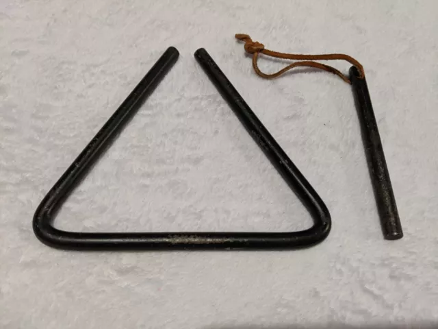 Vintage Cast Iron Triangle Dinner Bell Rustic & Western 2 piece set