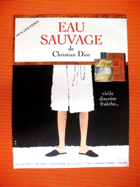 Publicite De Presse Dior Eau Sauvage Virile Discrete Illustration Gruau 1969