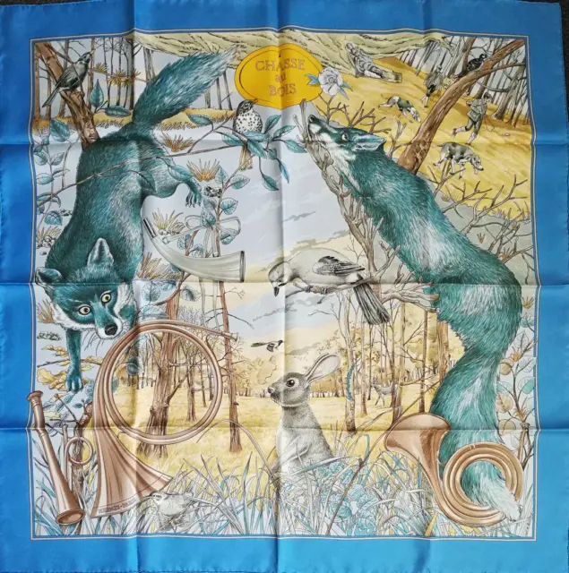 Authentic HERMES Scarf Carre 90 CHASSE au BOIS from japan Fashion 100 % Silk