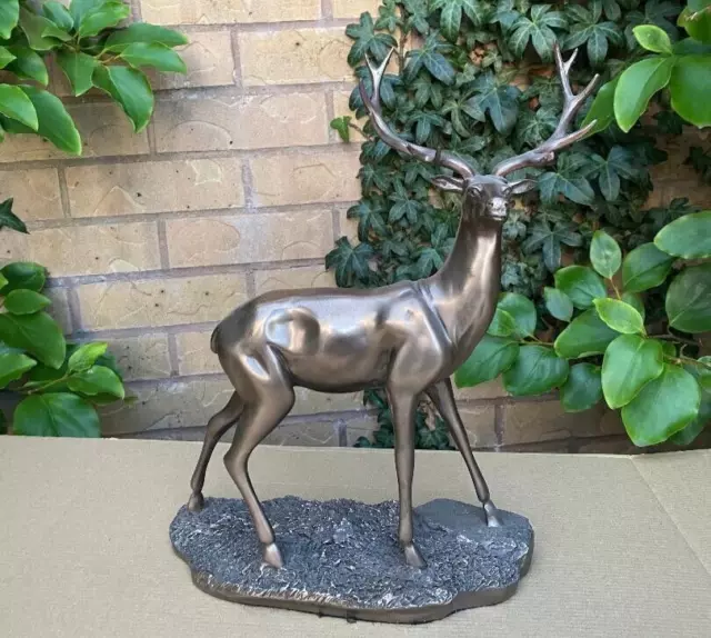 Bronze Colour Standing Stag Ornament Figurine BNIB Stag Statue by Leonardo