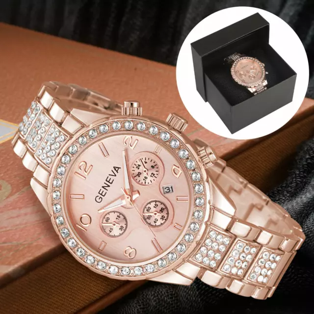 Reloj Pulsera de Cuarzo Impermeable de Acero Inoxidable con Diamantes para Mujer