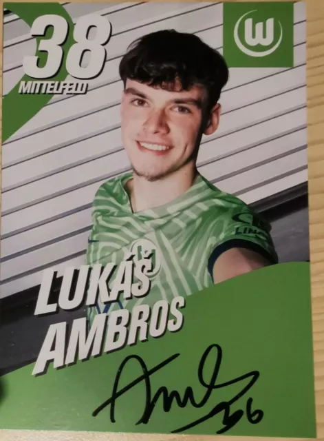 AK von Lukas Ambros, VfL Wolfsburg, original signiert.