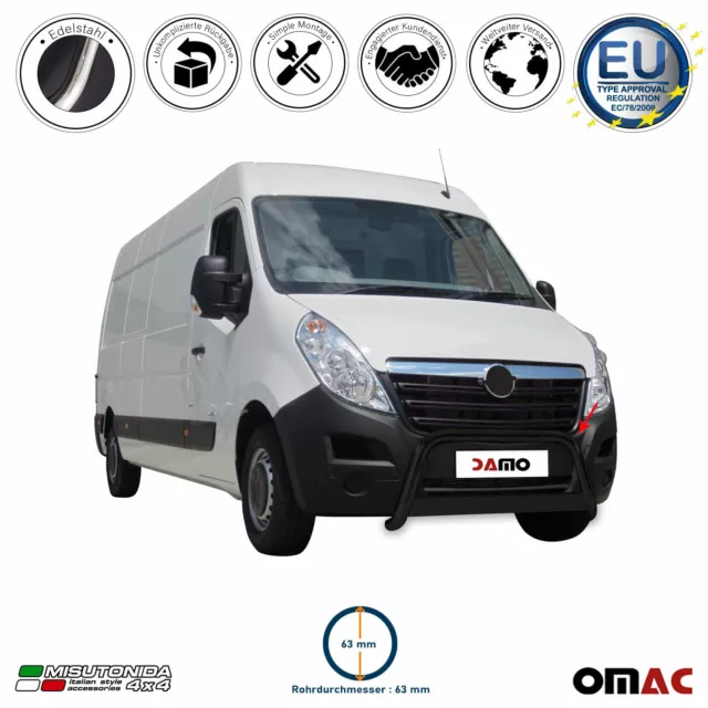 Frontbügel Frontschutzbügel für Opel Movano 2010-2021 ø63mm Stahl Schwarz Schutz