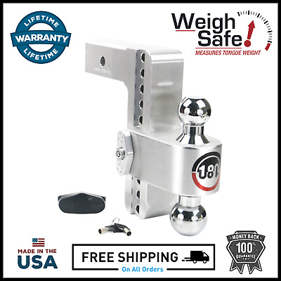 Weigh Safe 180 Turnover 8" Drop Hitch w/ Chrome 2"x 2-5/16" Dual Ball Mount