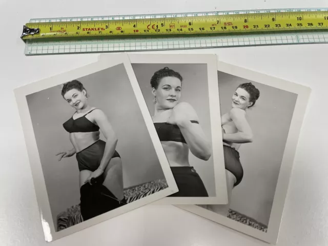 1940’-1950s Original Topless  Photos X 3 B&W Pinup Mary Myles