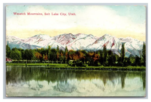 Salt Lake City Utah Wasatch Mountains Divided Back Postcard