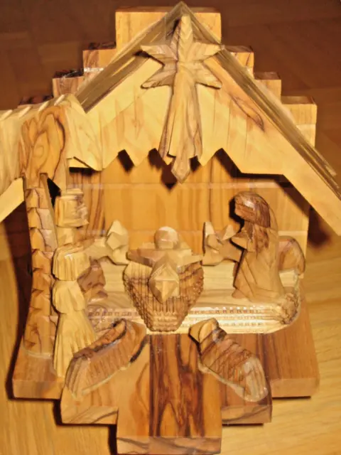 Weihnachtskrippe Holzkrippe Olivenholz Holz Weihnachten Figuren geschnitzt