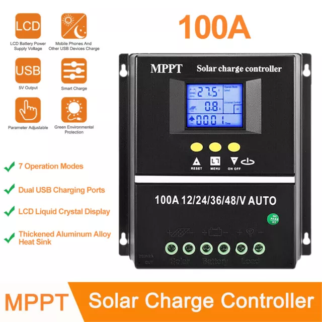 100A MPPT Solar PV Regler 4000W 12V 24V 36V 48V Solarladeregler Controller LCD