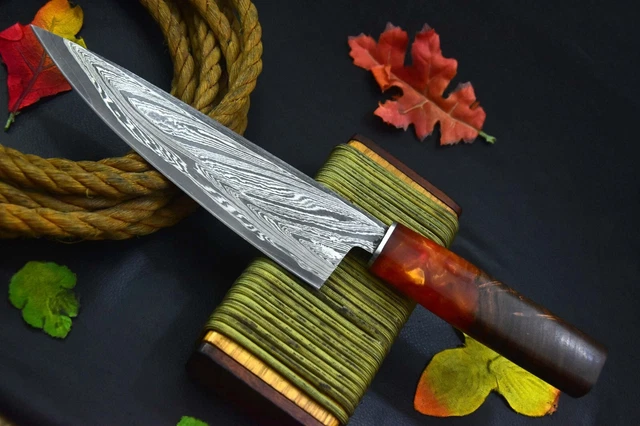 Custom San Mai 13.4"OAL Hand Forged Damascus Steel Chef Knife Handmade (J64-D) 4