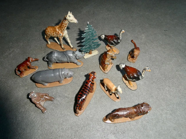 Lot De Figurines Quiralu Aludo - Animaux De La Ferme (vache, Mouton, Paon, Chèvre) - Occasion, Parfait Pour Collection Ou Déco