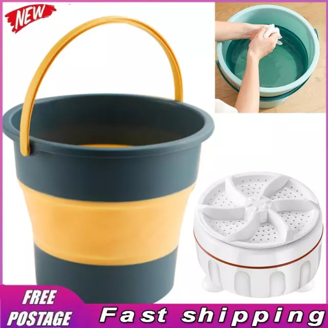 5/10L Folding Bucket Lightweight Wash Bucket for Outdoor Car Wash (Blue 10L)