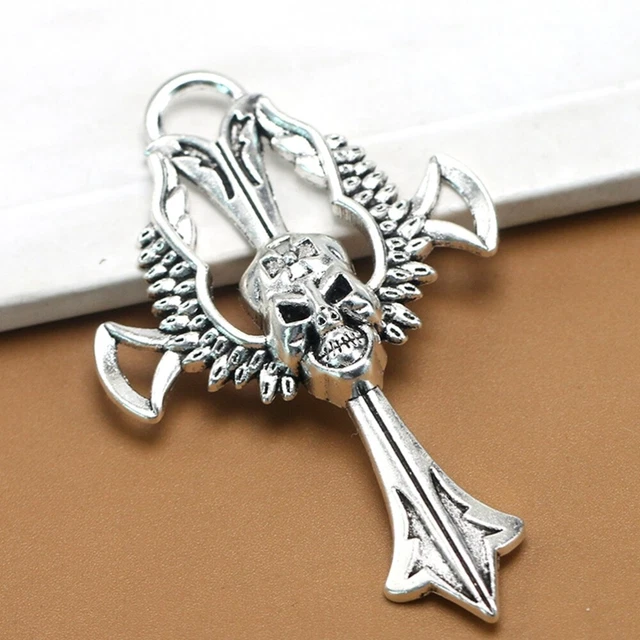 10 Stück Legierung Schädel Kreuz Anhänger DIY Charms Schmuck Herstellung