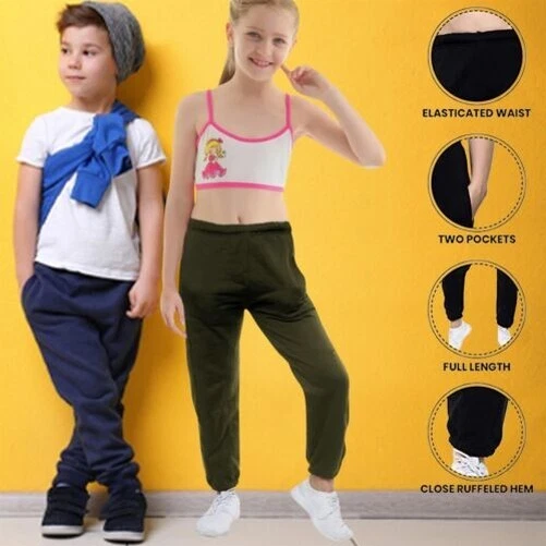 Da Jogging Ragazzi Bambini Tinta Unita Pile Scuola SPORTS Tuta Corsa Pantalone