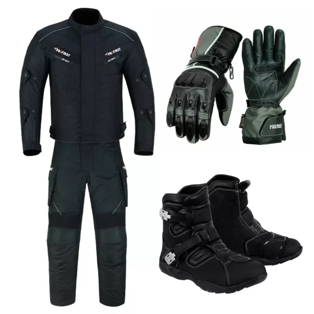 Motorbike Motorcycle Waterproof Cordura Suit Leather Shoes Boots UK Size