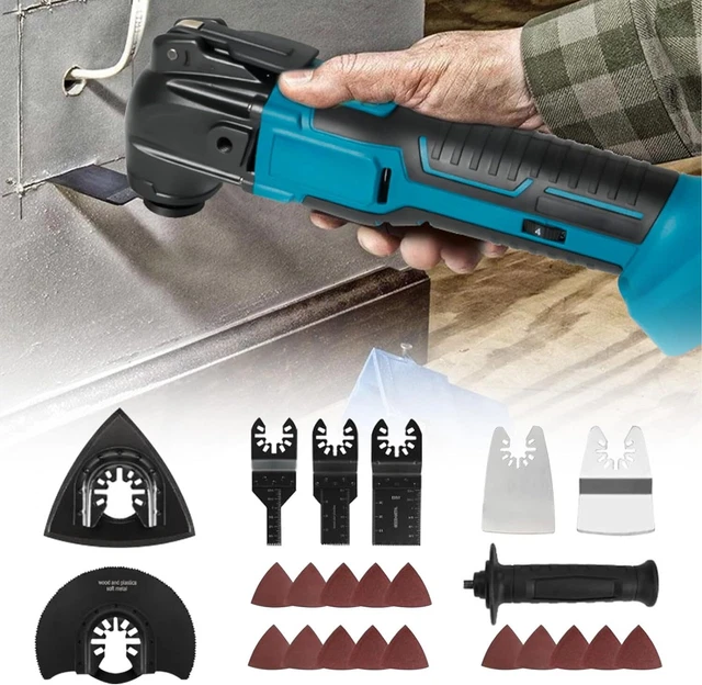 Cordless Oscillating Multi-Tool – Compatible With Makita 20V Battery, 23-Piece Kit, Brushless Motor, 6 Speeds, 4° Oscillation Angle – Includes 2x 1.5AH Batteries & Auxiliary Handle