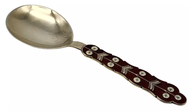 1929 Antique JACOB TOSTRUP Scandanavian Sterling Silver / Enamel Tea Caddy Spoon