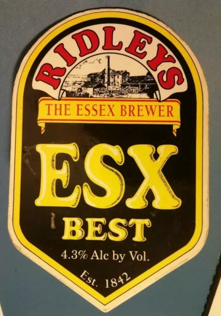 Bierpumpe Clip Abzeichen RIDLEYS Brauerei ESX BEST Echt Ale GESCHLOSSEN Essex