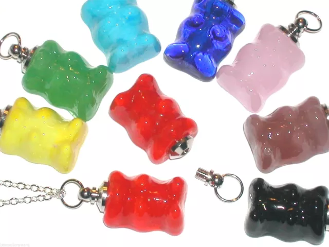 8pc Minature Glass Gummi Bear BOTTLE gummy vial pendant Kawaii New WHOLESALE LOT